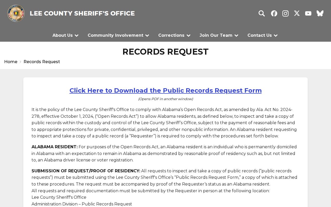 Lee County warrant records request policy