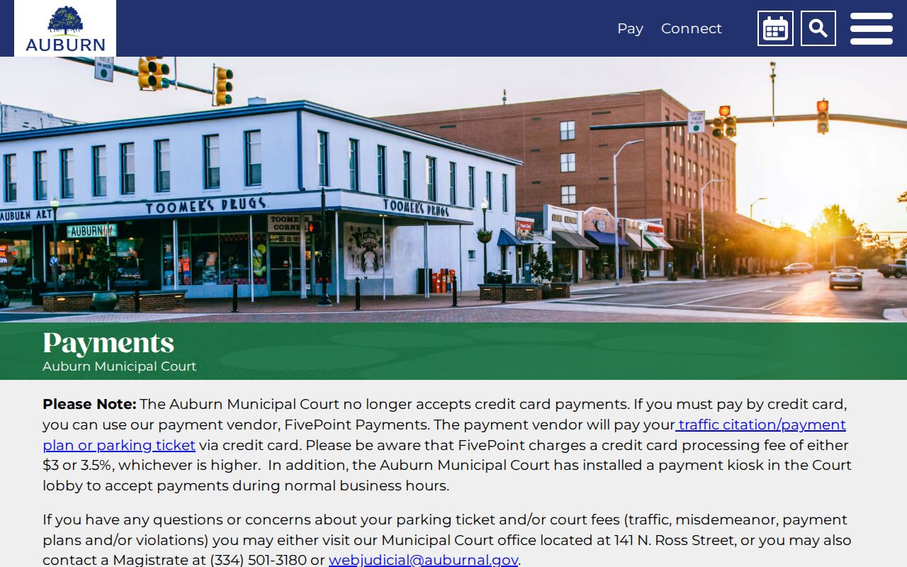 Auburn warrant records payment kiosk and vendor instructions