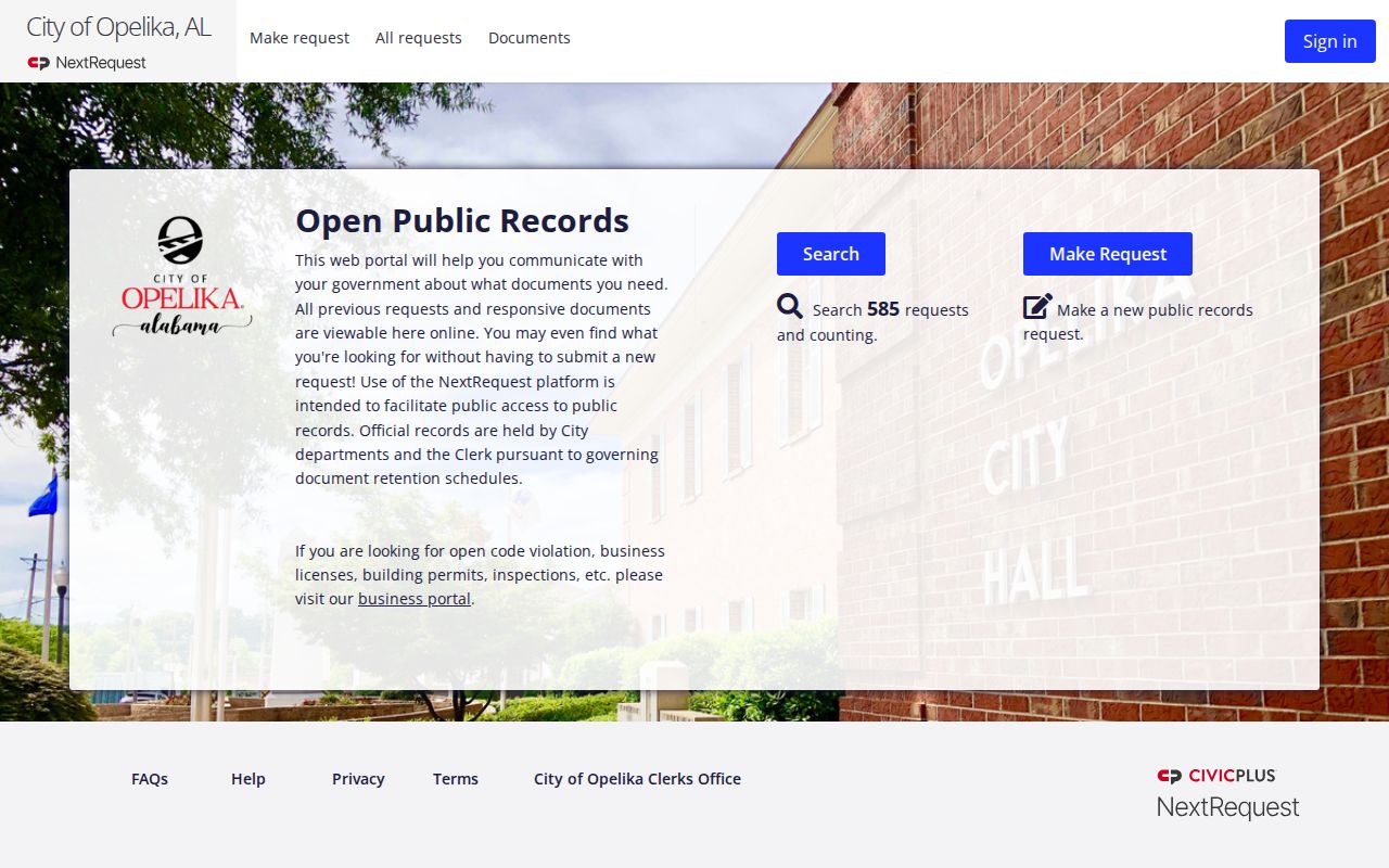 Opelika warrant records NextRequest city portal